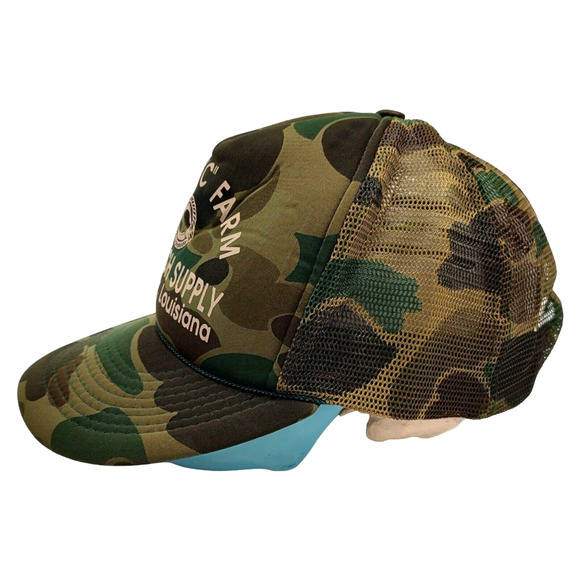 Vintage Trucker Hat Rope Foam Front Mesh Snapback Camo Green Circle C Farm Cap - Picture 6 of 14